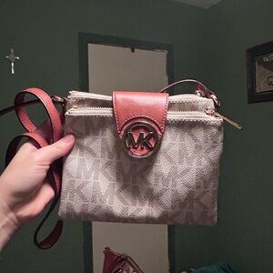 Michael Kors Tan and Brown Crossbody Bag